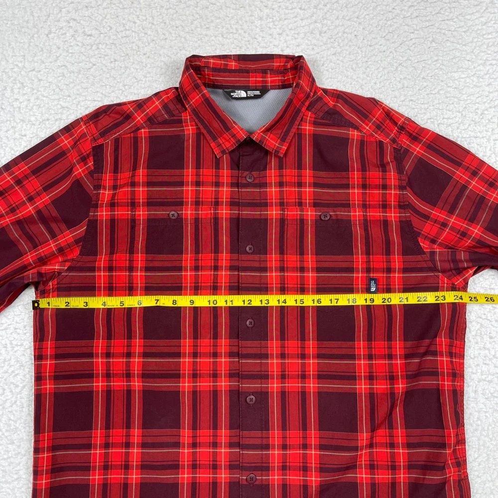 The North Face Button Down Shirt Mens XL Red Plaid Long Sleeve Outdoor 0CP4H